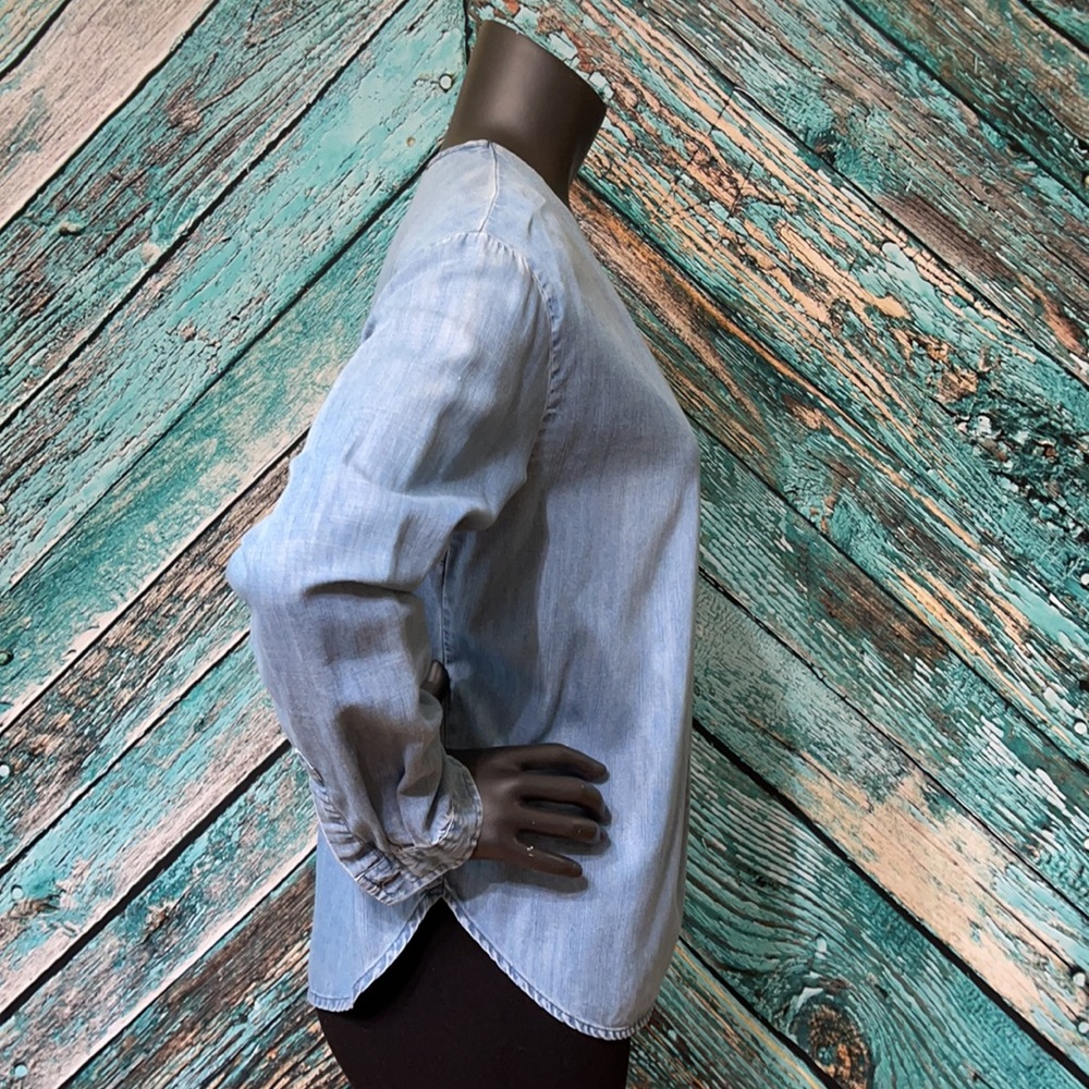 Long Sleeve Denim Chambray Shirt, Small - Picture 2 of 7